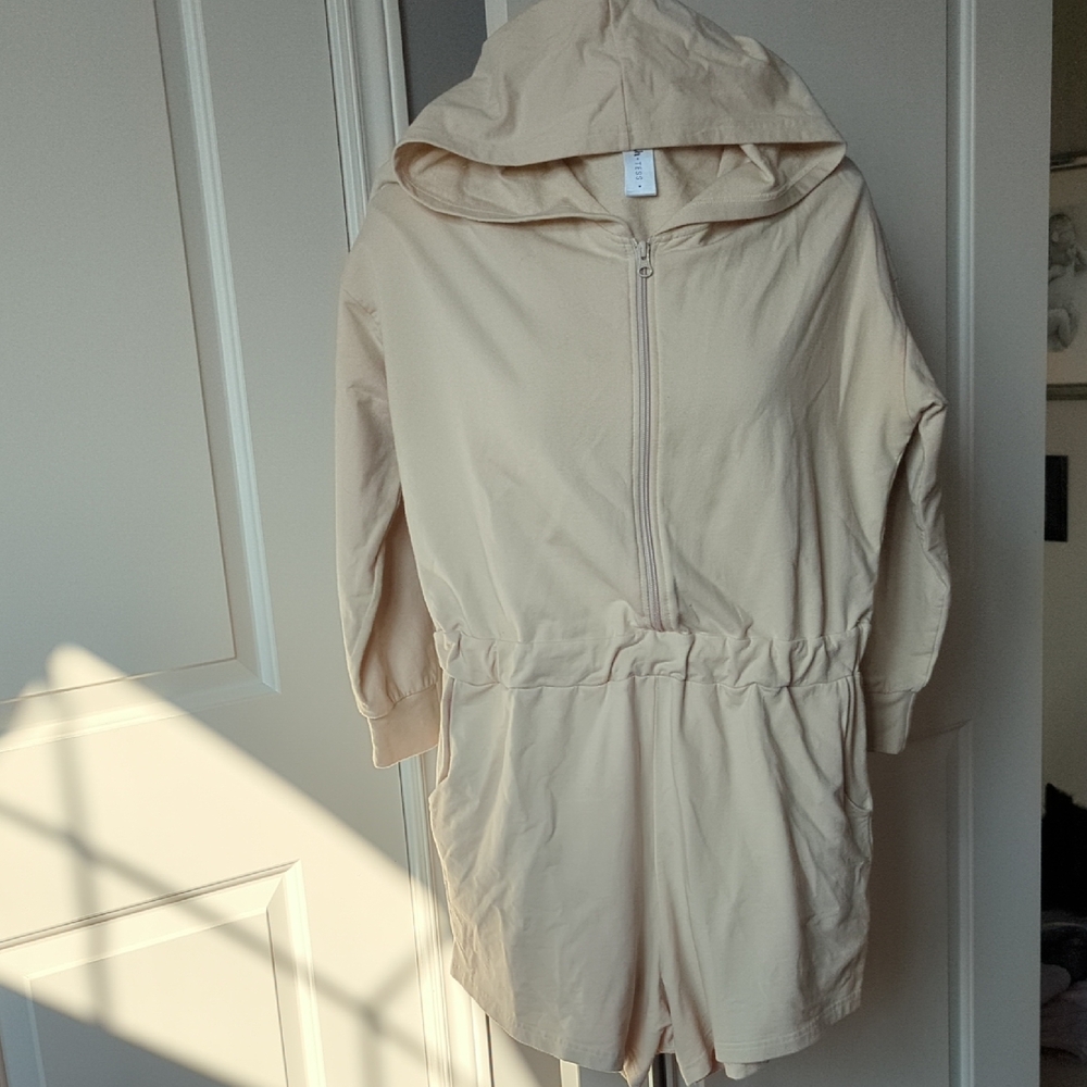 Smash + Tess Beige Hooded Romper